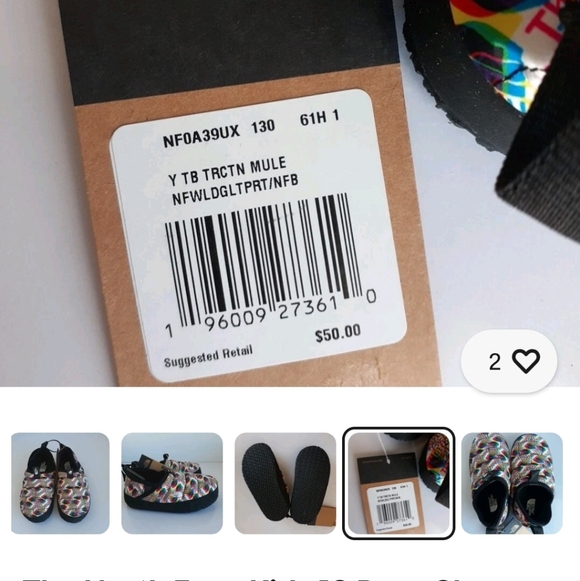 The North Face Boys Size 13 Shoes Thermoball Traction Mules Slippers Multicolor - Picture 10 of 10